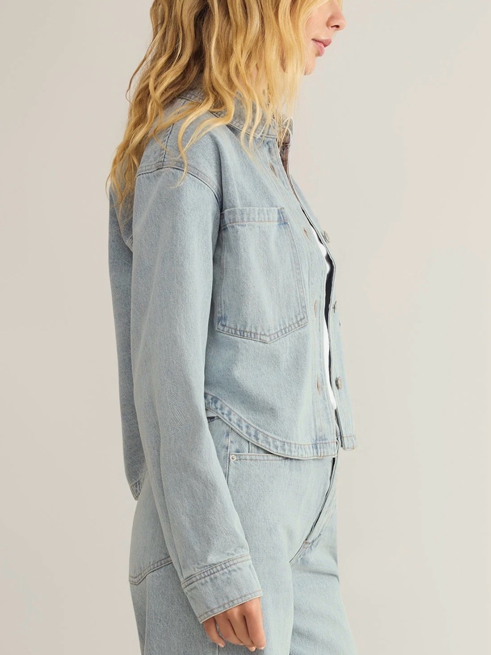 Z Supply All Day Cropped Light Wash Denim Jacket 100% Cotton Western - Picture 4 of 7